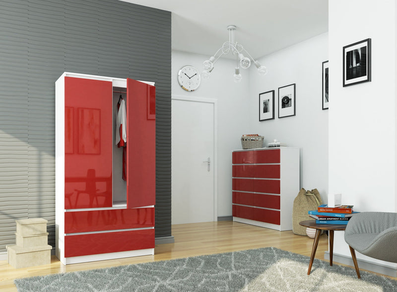 WARDROBE S90 2D 2SZ CLP PK ROT GLÄNZEND