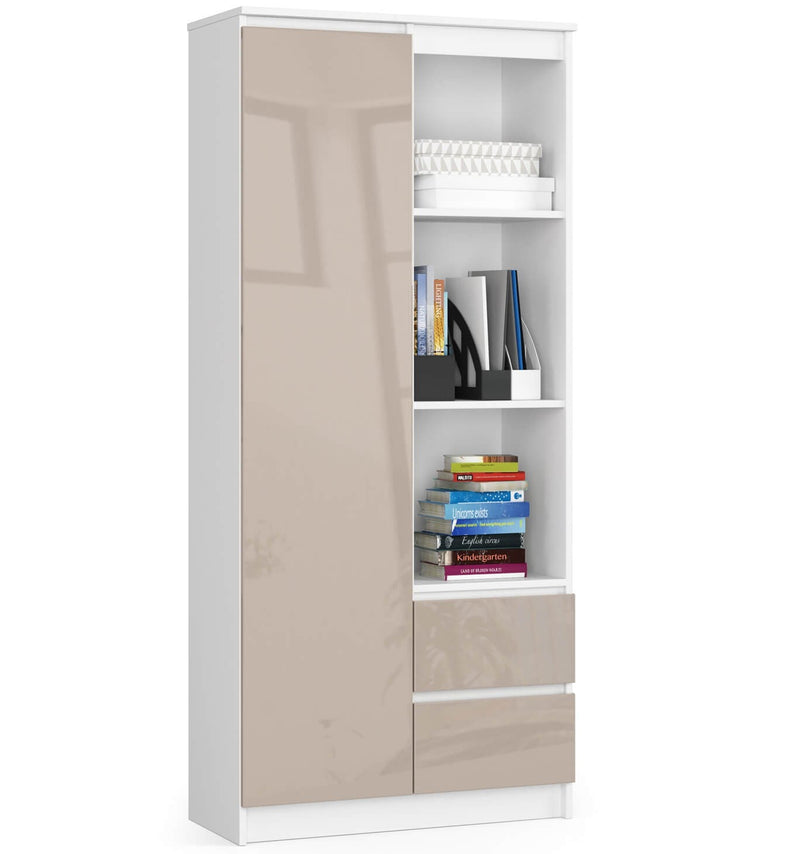 Büroregal R 80 cm CLP R11 – Weiß-Cappuccino-Glanz